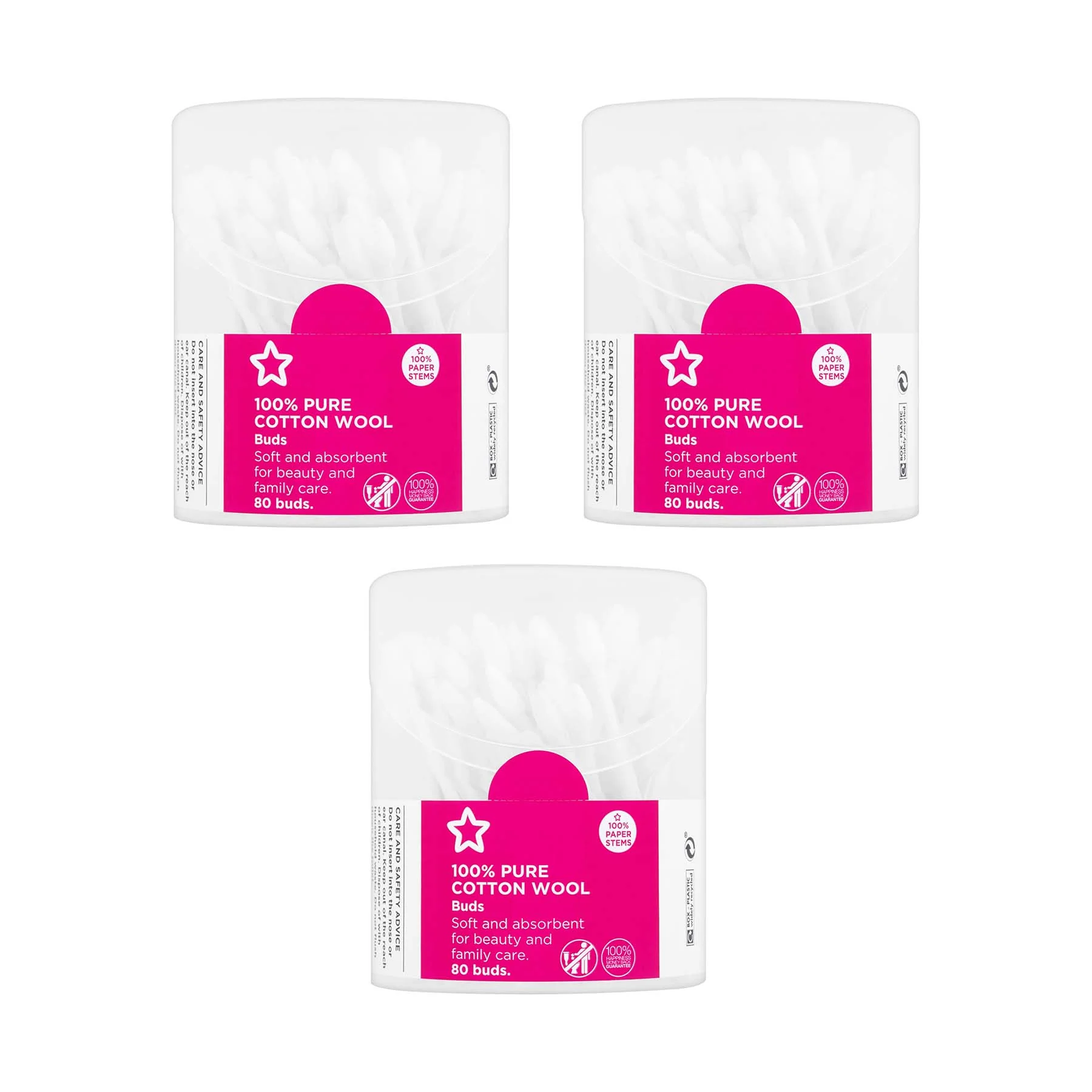 Cotton Wool Buds 80pcs x 3 packs