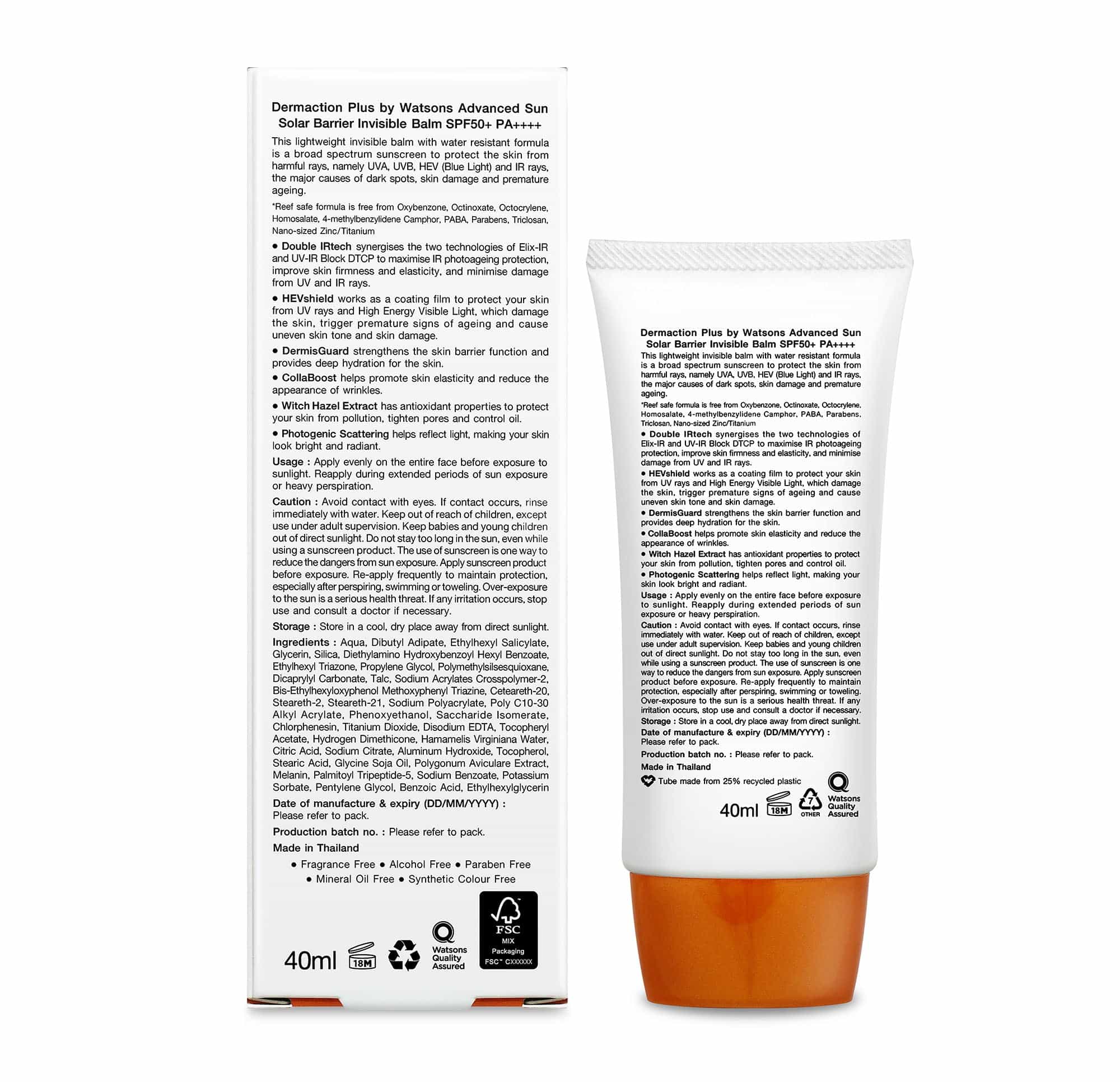 Dermaction Plus by Watsons Advanced Sun Solar Barrier Sheer Matt Invisible Balm SPF 50+ PA+++ 40ml - Image 2