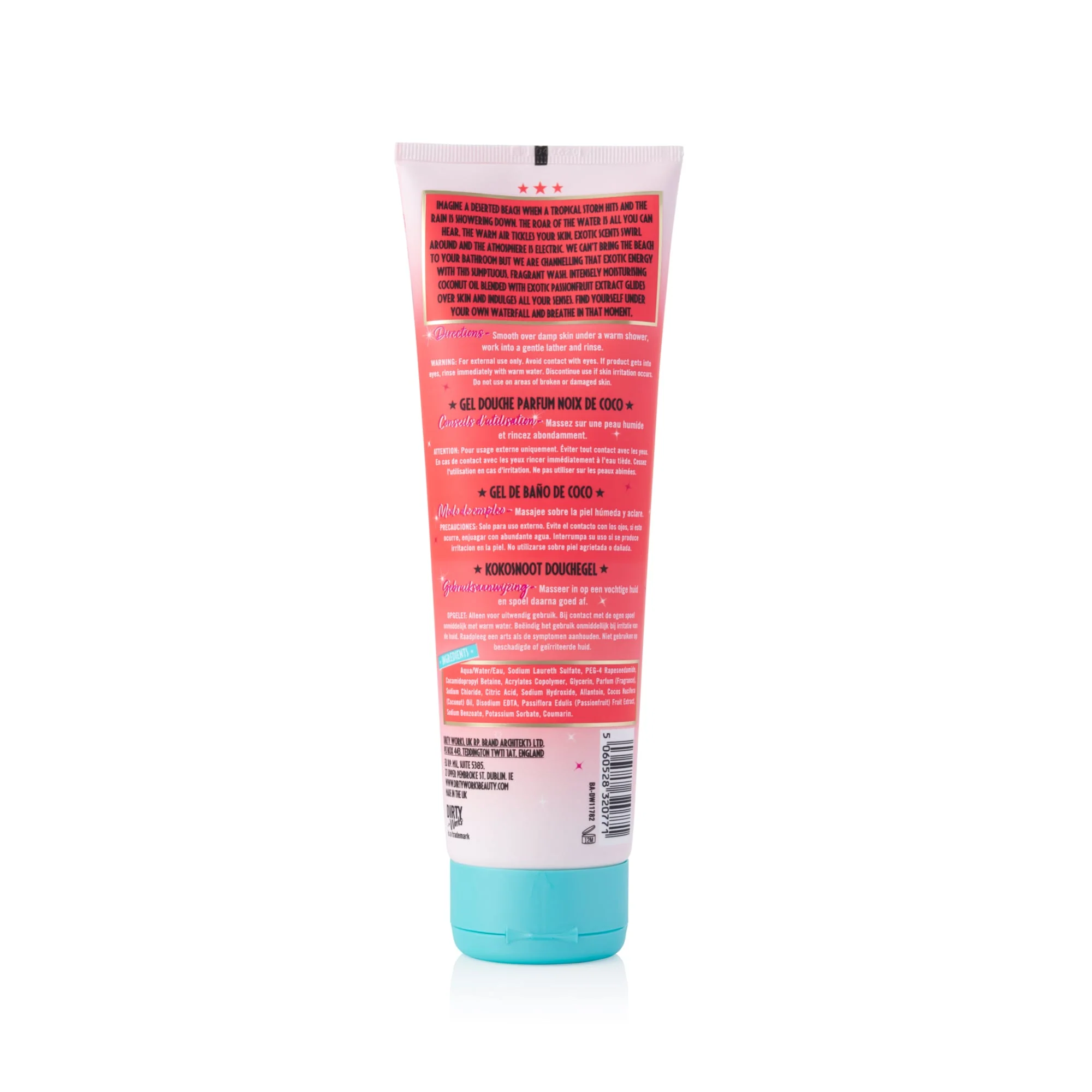 Dirty Works Tropical Rain Power Coconut Body Wash 280ml - Image 2
