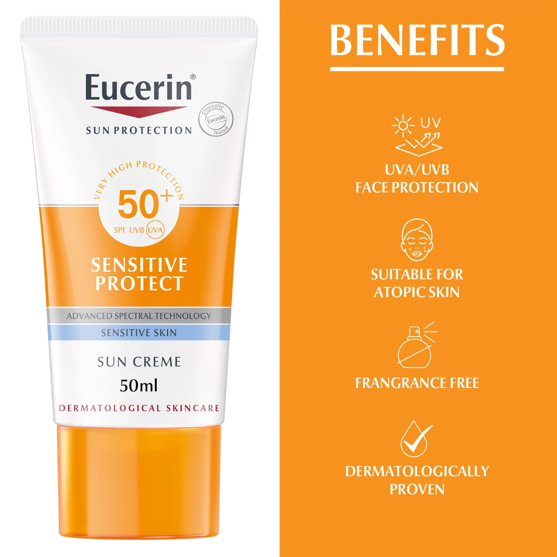 Eucerin Sun Sensitive Protect Facial Sunscreen SPF 50+ 50ml - Image 4