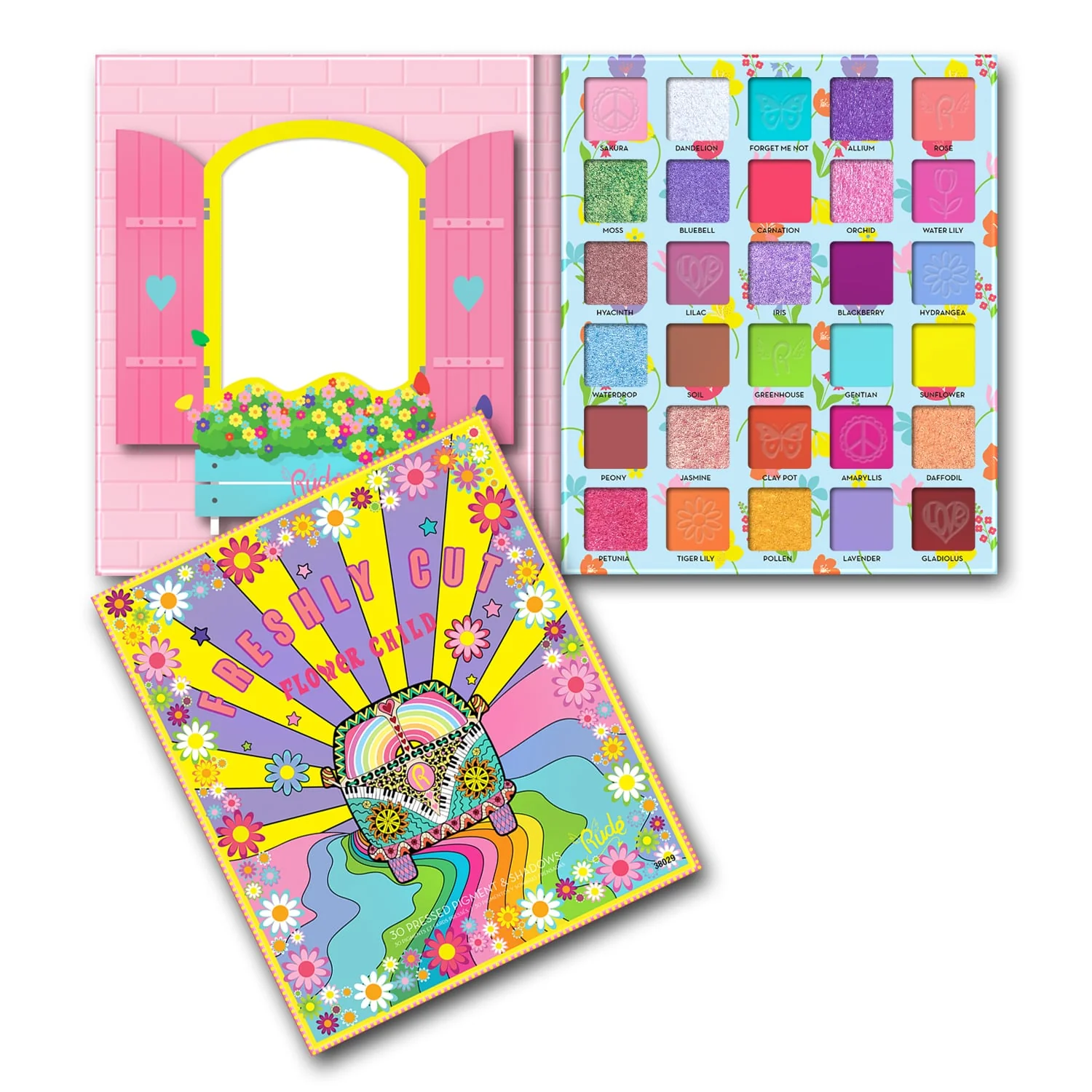 Flower Child 30 Pressed Pigment & Shadows Palette - 30 shades