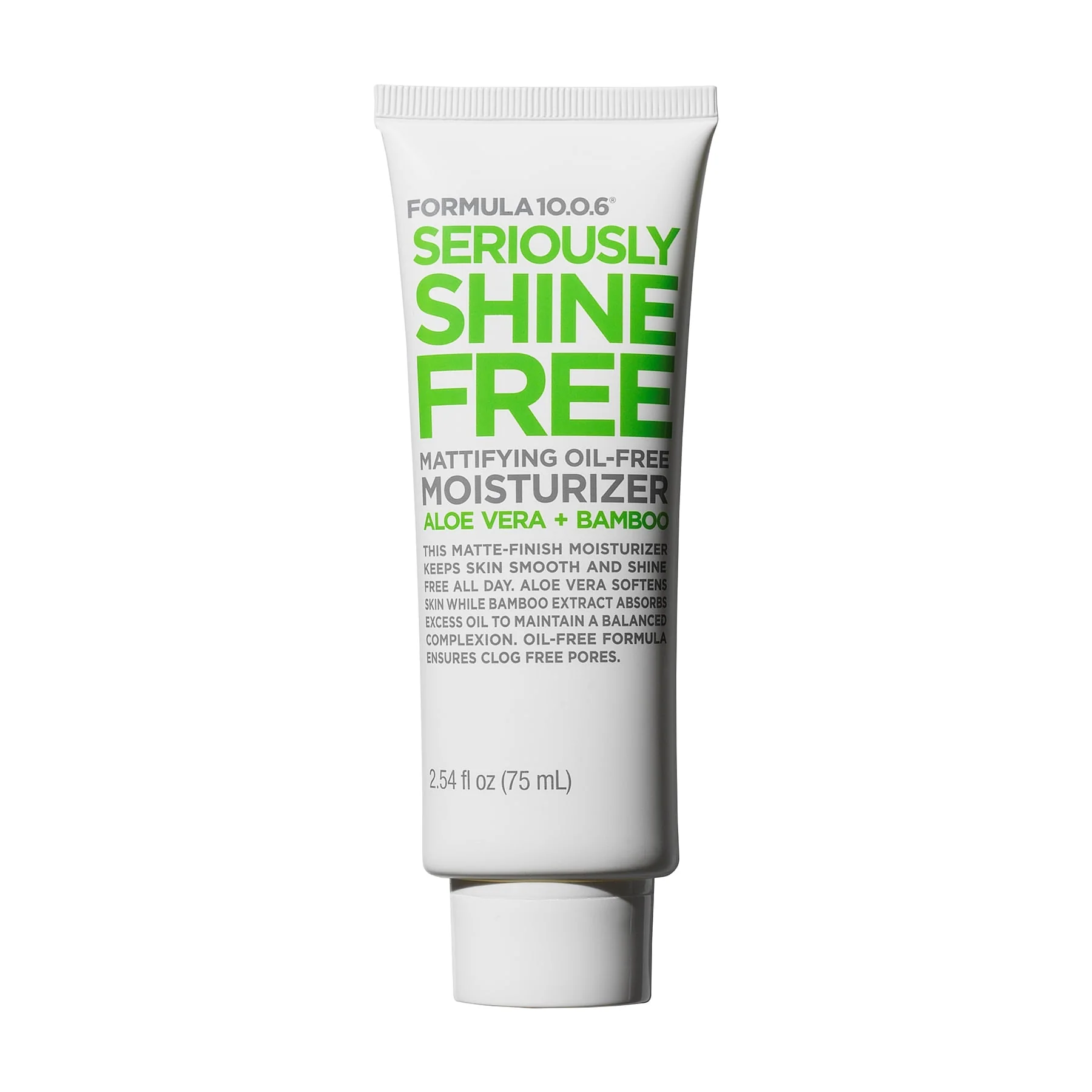 Formula 10.0.6 Seriously Shine Free Mattifying Oil-Free Moisturiser Face Cream Aloe Vera + Bamboo 75ml