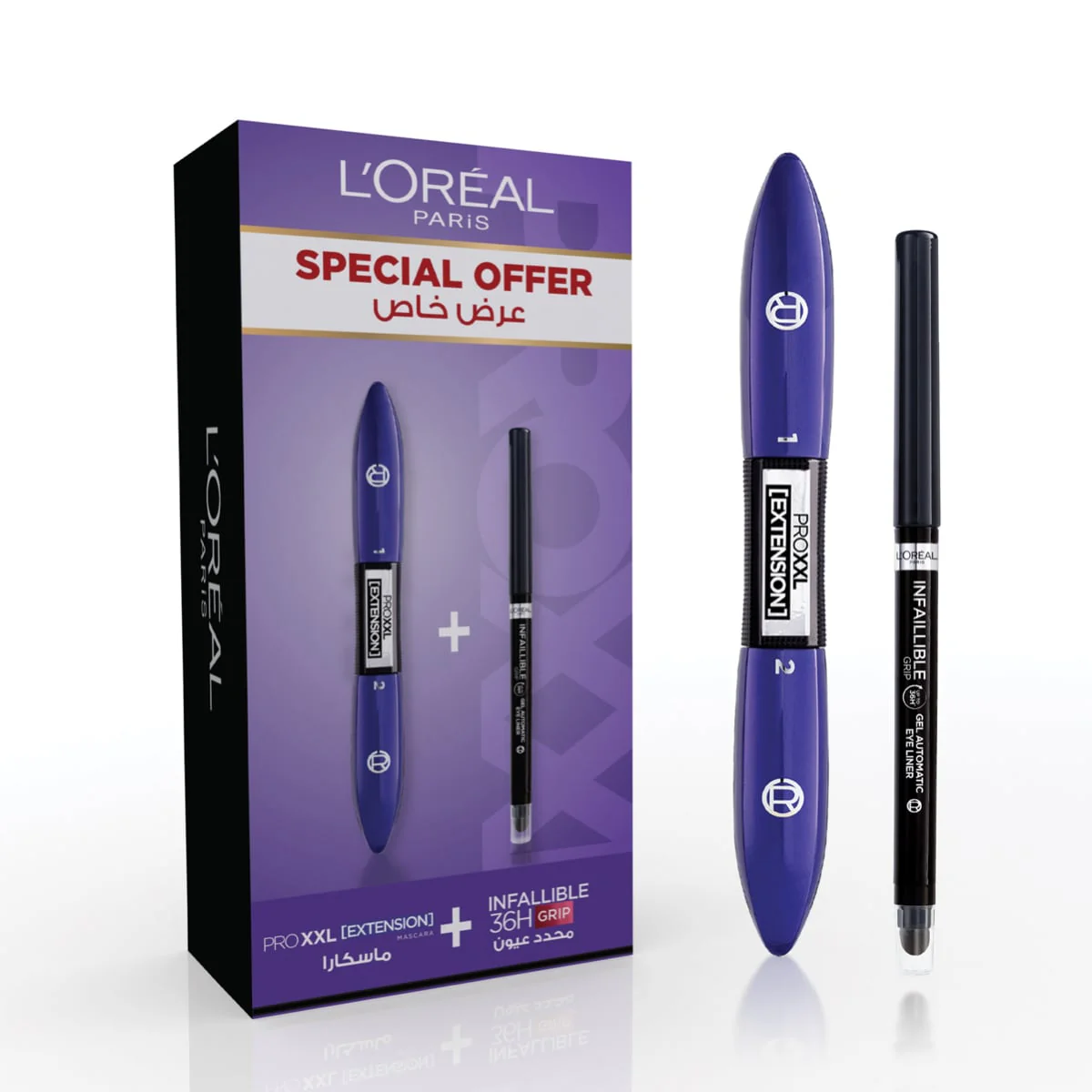 L'Oreal Paris Pro XXL Extension Mascara with Super Fibres + Infallible Grip Auto Gel 36H Intense Black