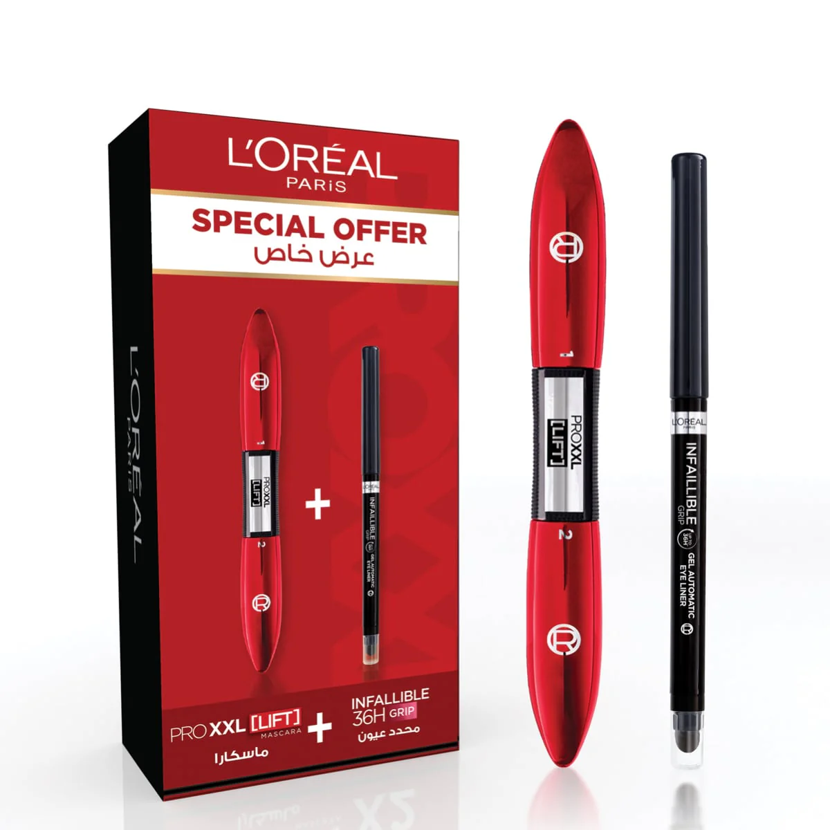 L'Oreal Paris, Pro XXL Lift Mascara with Pro-Keratin + Infallible Grip Auto Gel 36H Intense Black