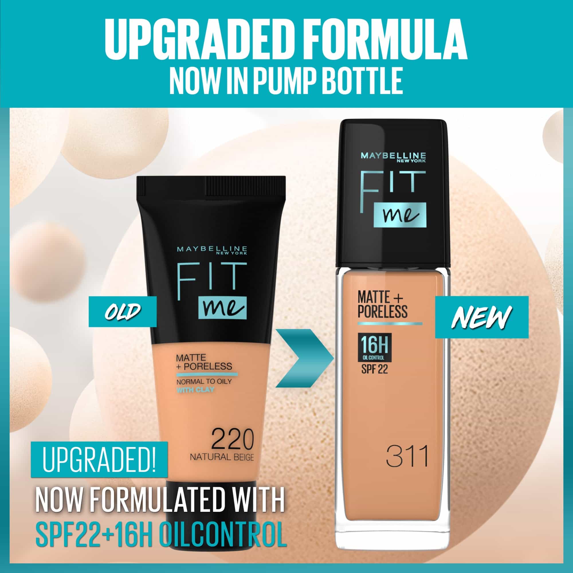 Maybelline Fit Me Matte+Poreless Liquid Foundation with SPF22 30ml - Image 58