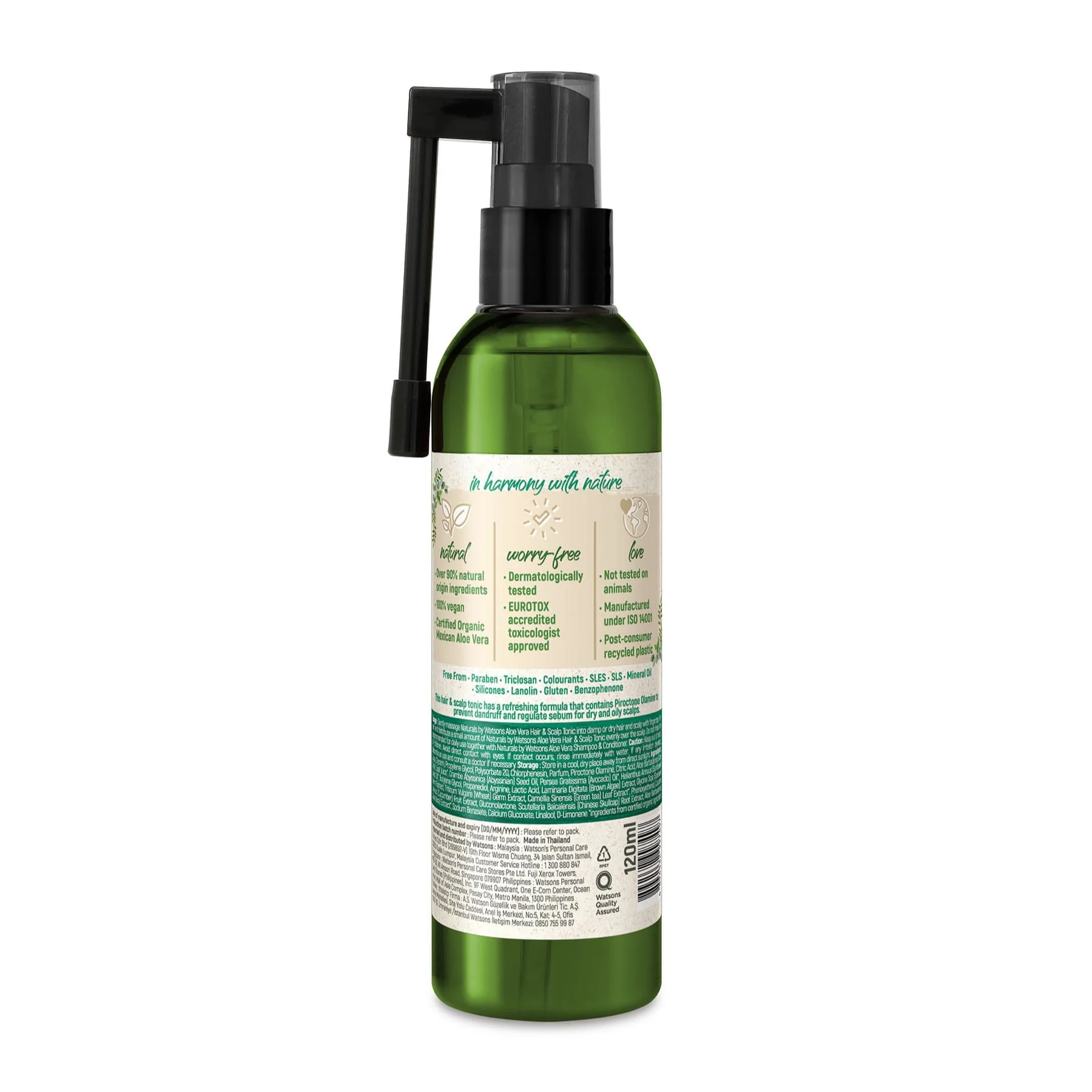 Naturals by Watsons Strengthening Hair & Scalp Tonic Aloe Vera Oily, Dandruff-Prone Scalp 120ml - Image 2