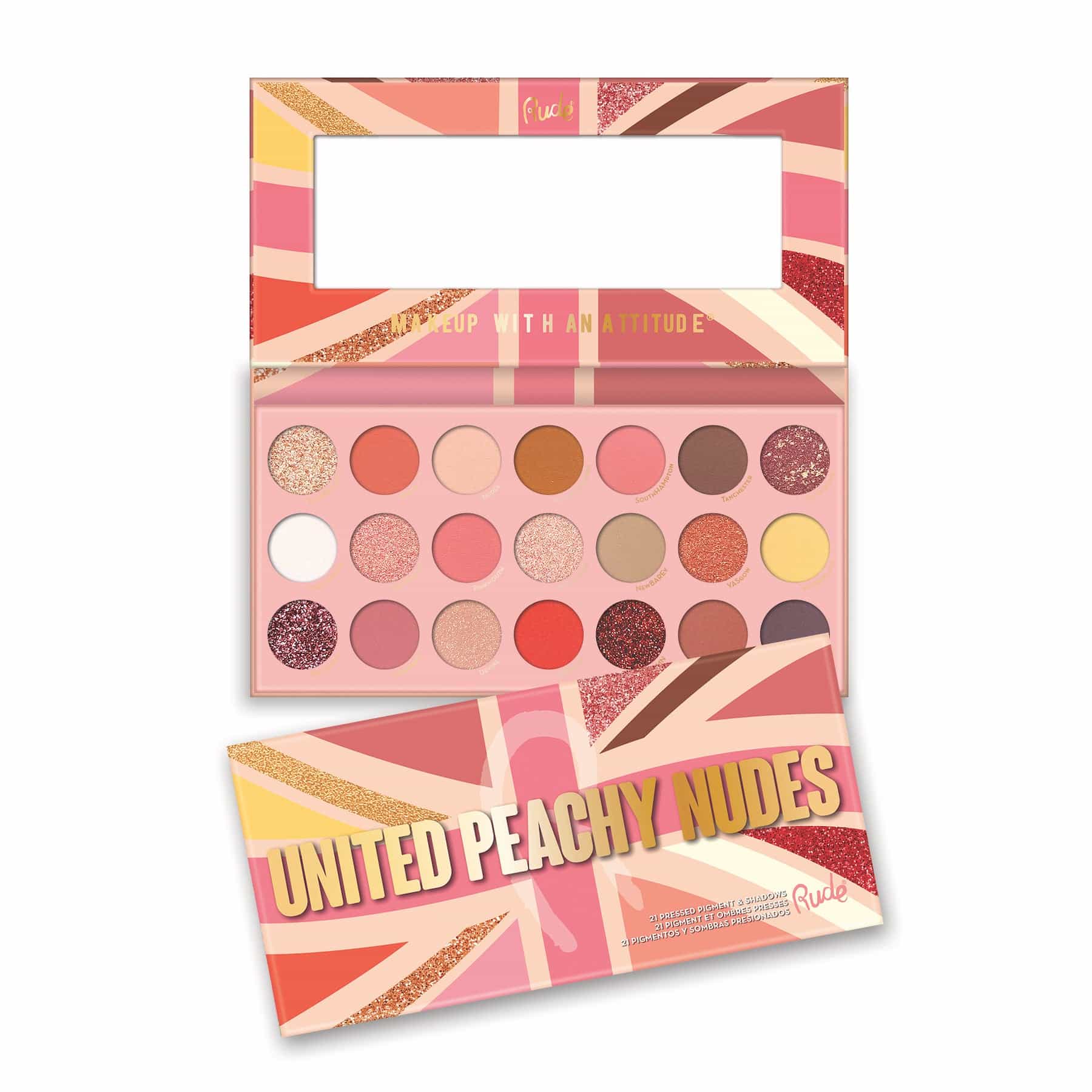 Rude Rude United Peachy Nudes Pressed Pigment & Shadows Palette - 21 shades