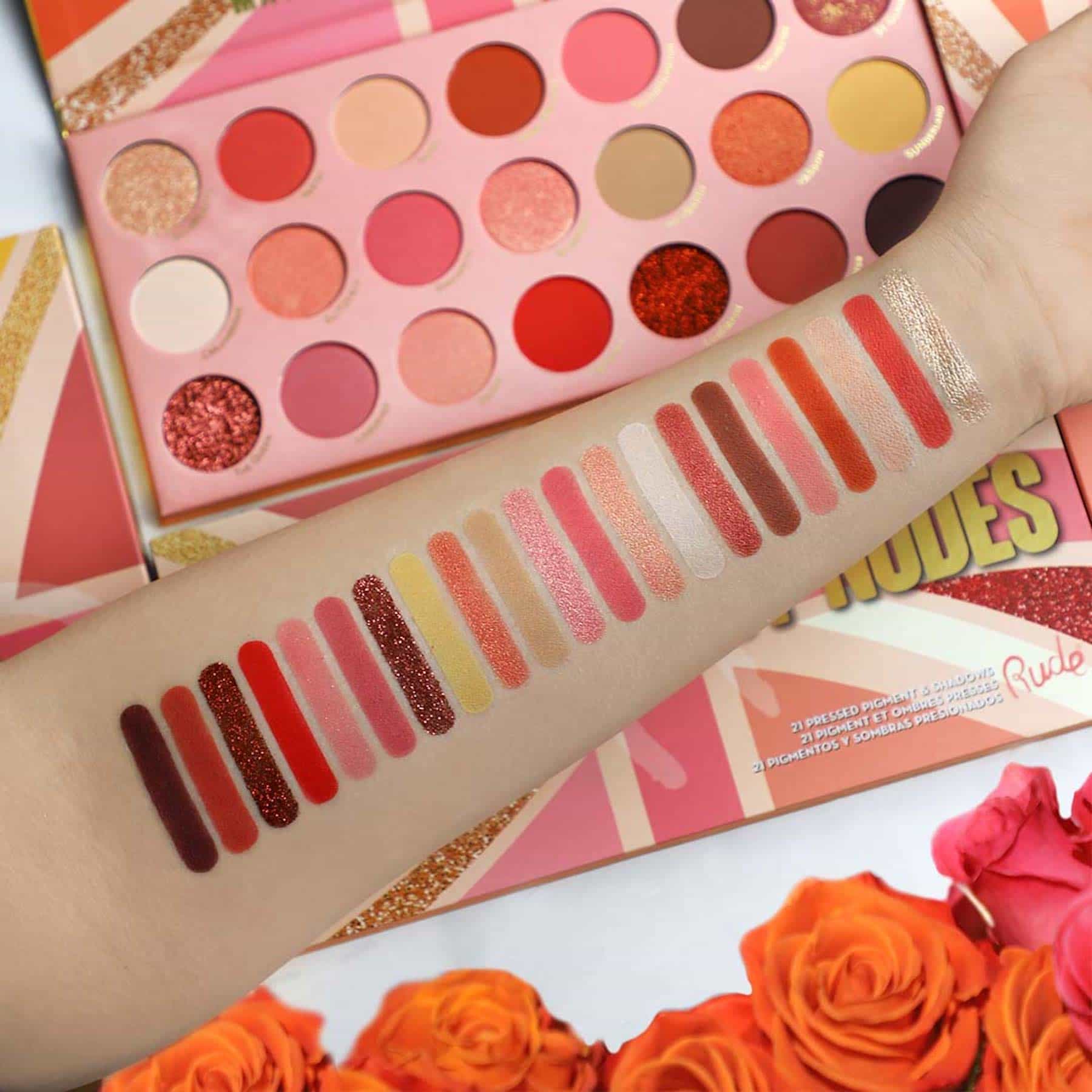 Rude Rude United Peachy Nudes Pressed Pigment & Shadows Palette - 21 shades - Image 3