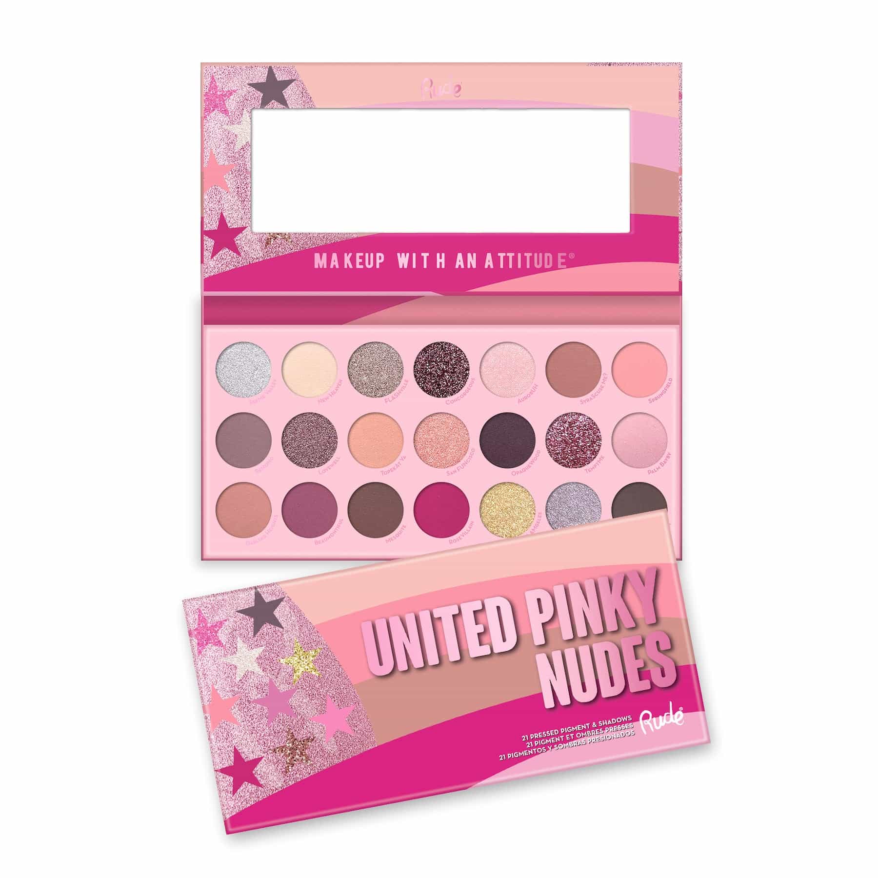 Rude Rude United Pinky Nudes Pressed Pigment & Shadows Palette - 21 shades