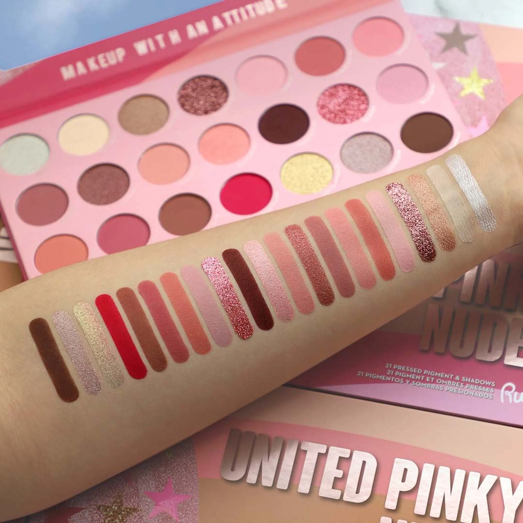 Rude Rude United Pinky Nudes Pressed Pigment & Shadows Palette - 21 shades - Image 3