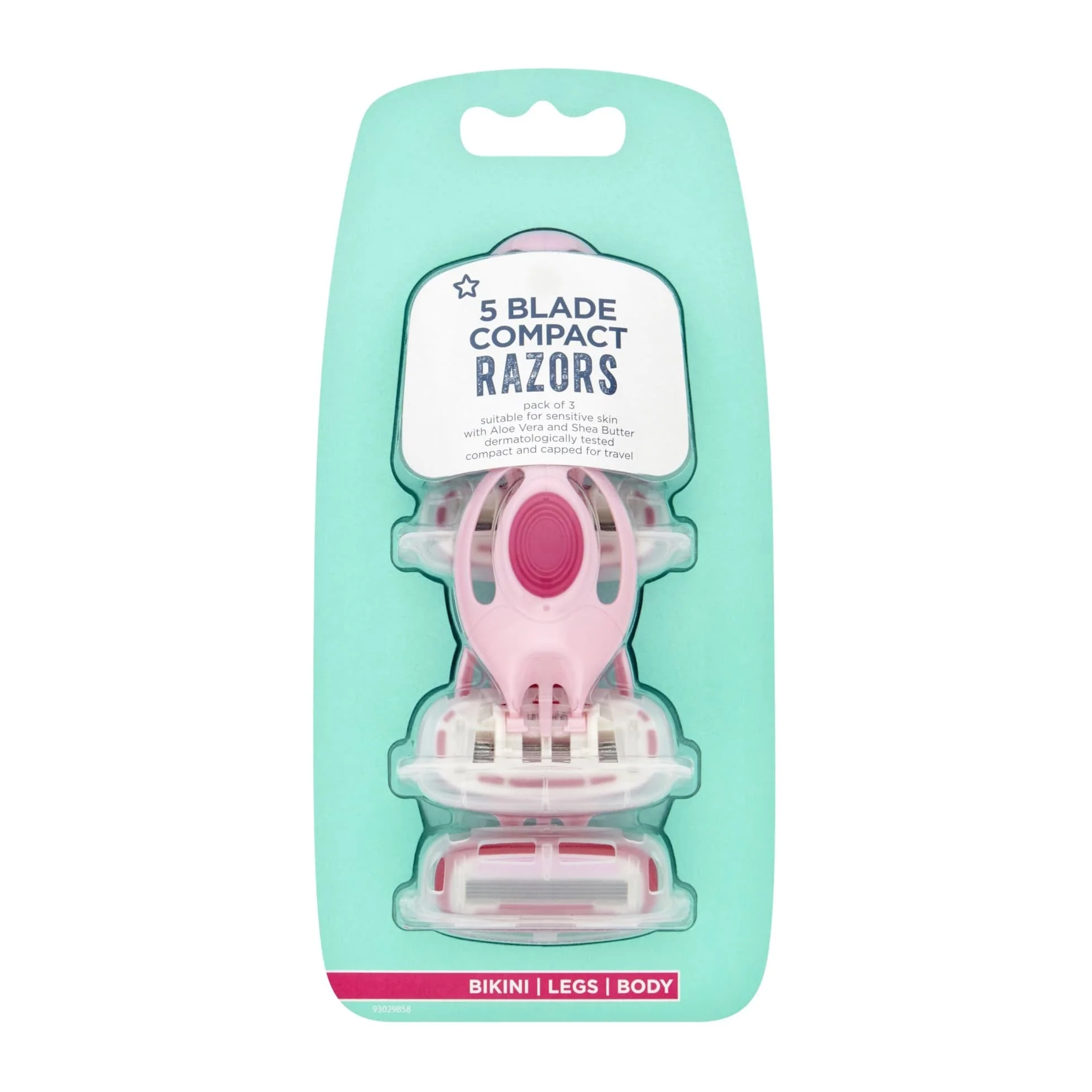 Superdrug 5 Blade Women's Disposable Compact Razor Aloe Vera & Shea Butter 3pcs