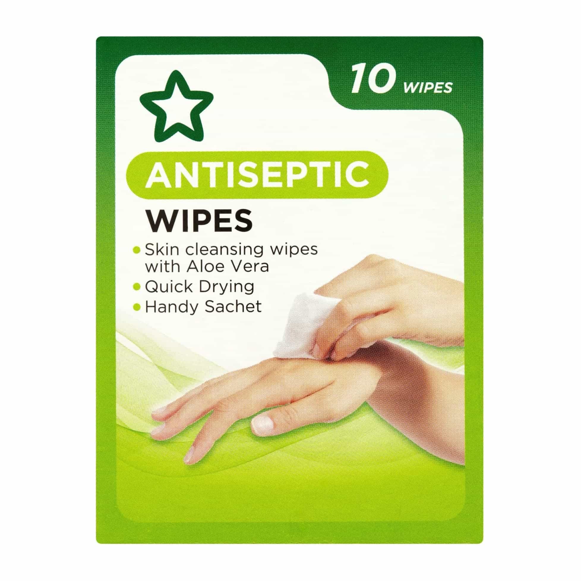 Superdrug Antiseptic Cleansing Wipes Aloe Vera 10pcs