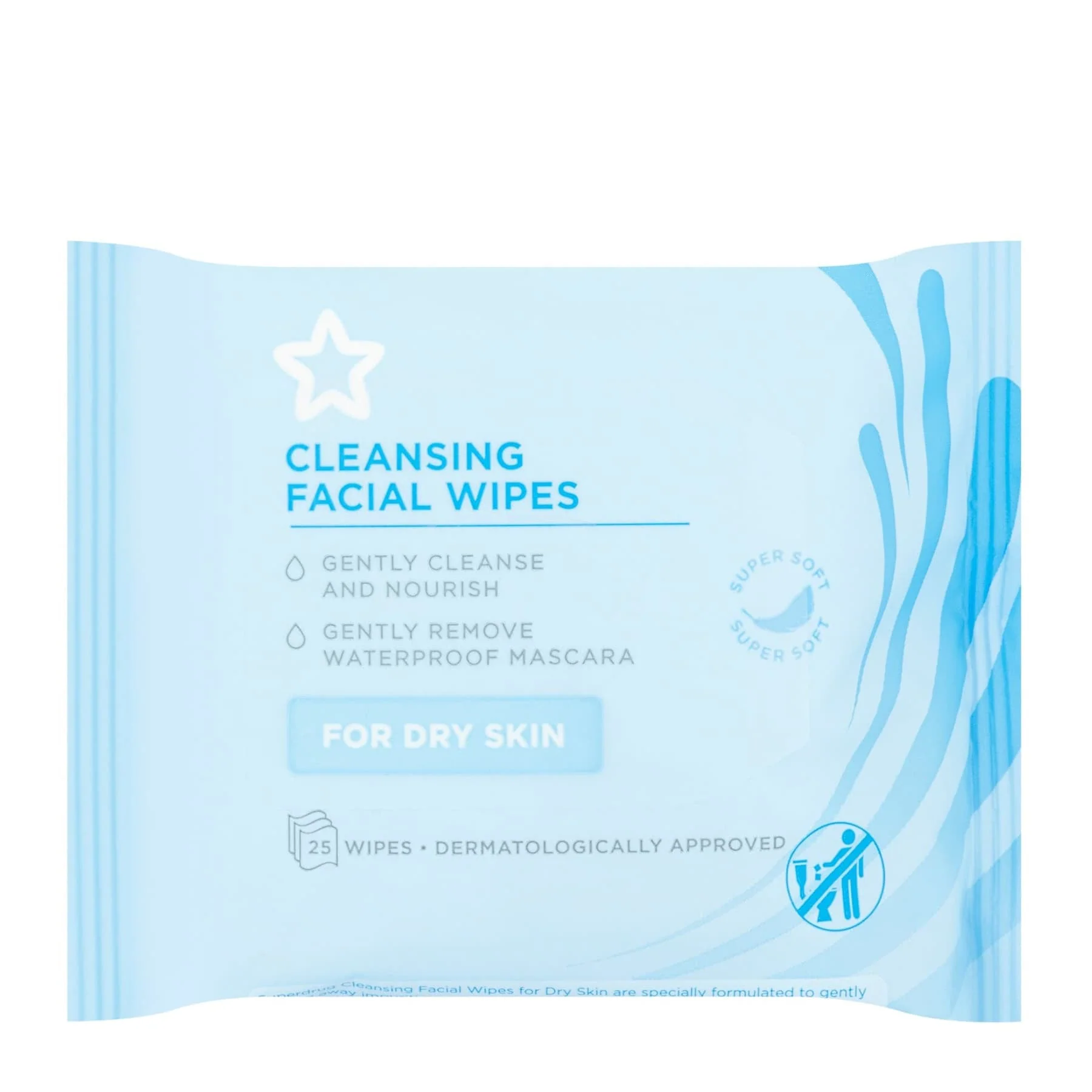 Superdrug Face Cleansing Wipes Dry Skin 25pcs