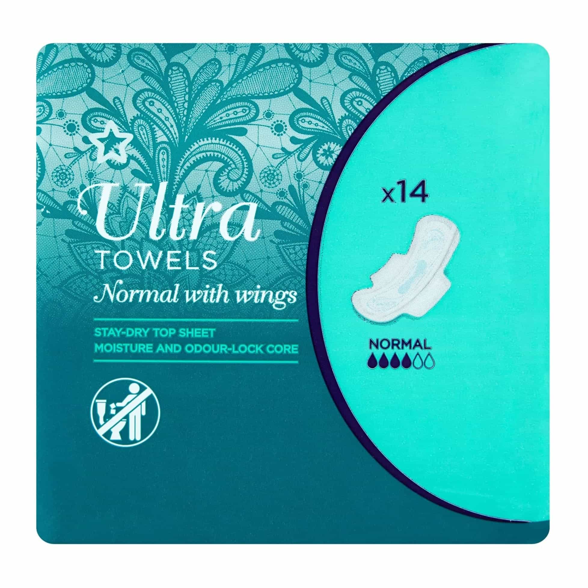 Superdrug Ultra Sanitary Napkins Normal With Wings 14pcs