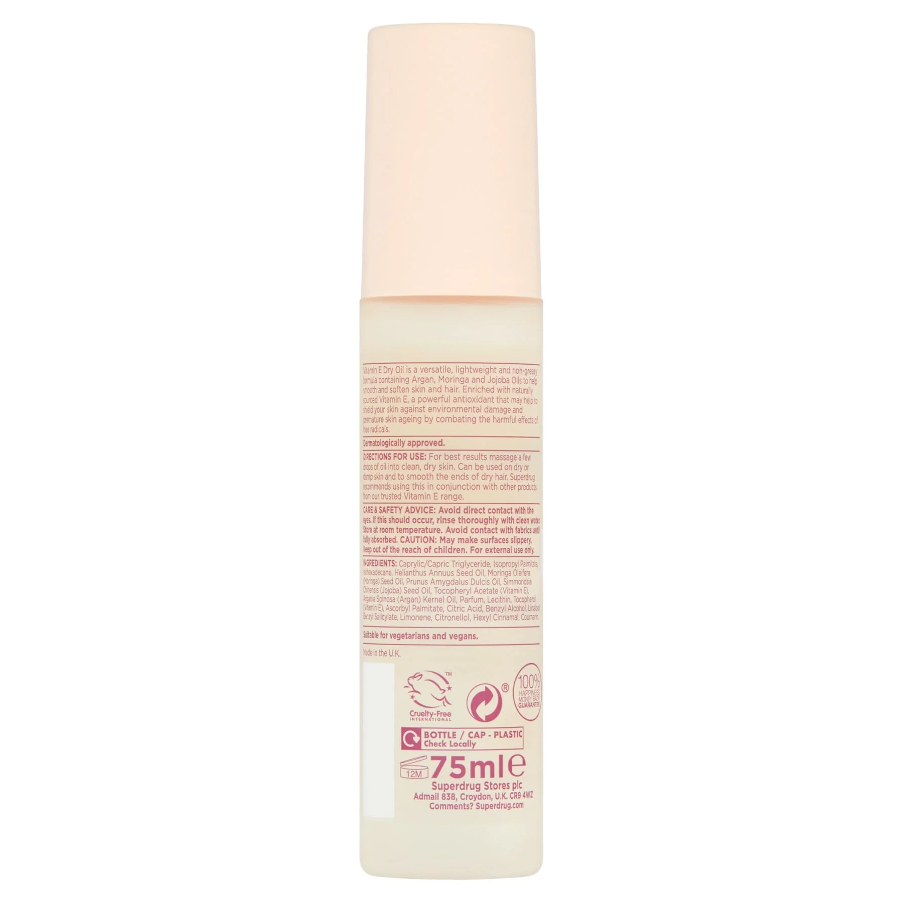 Superdrug Vitamin E Dry Moisturising Hair & Body Oil 75ml - Image 2