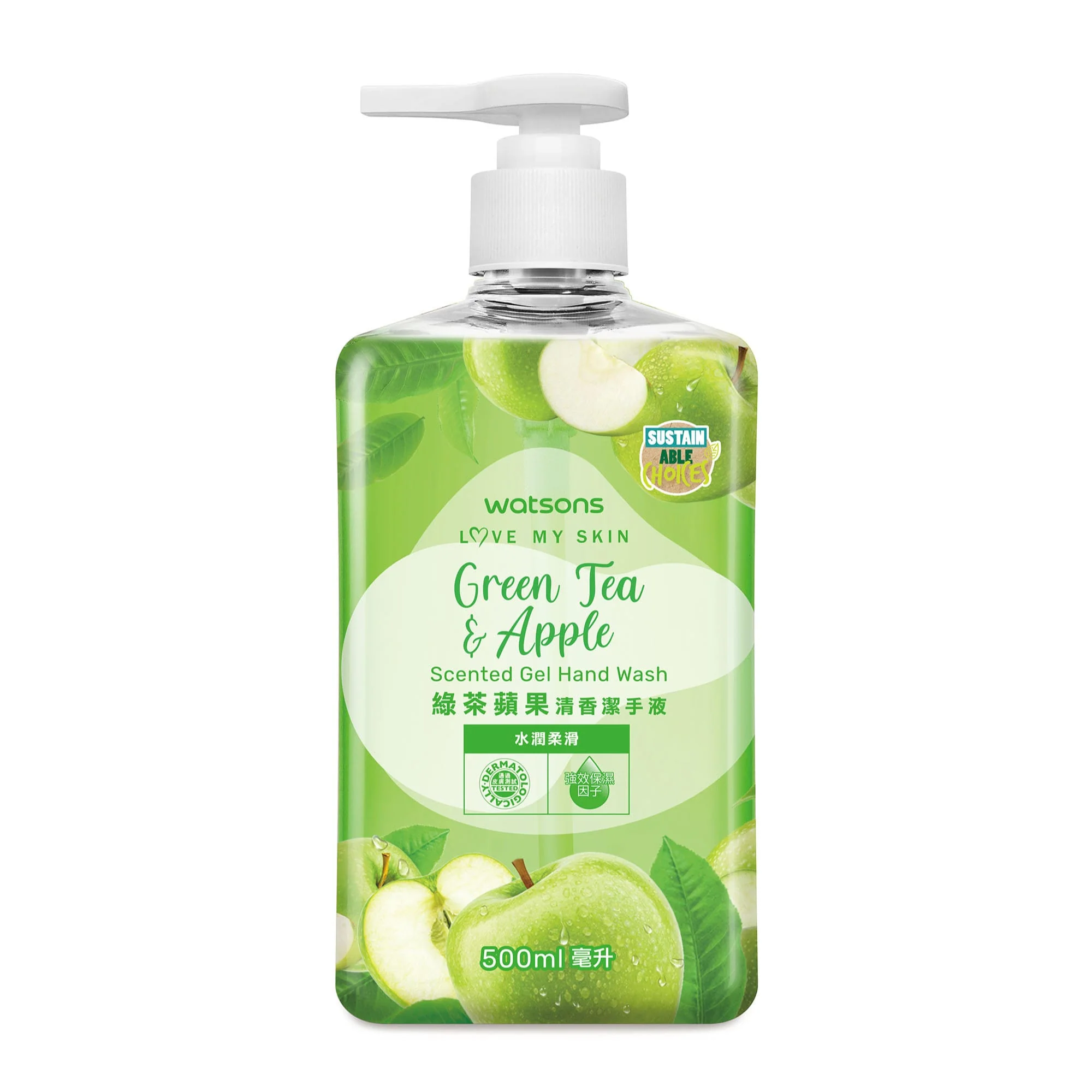Watsons Green Tea & Apple Scented Gel Hand Wash 500ml