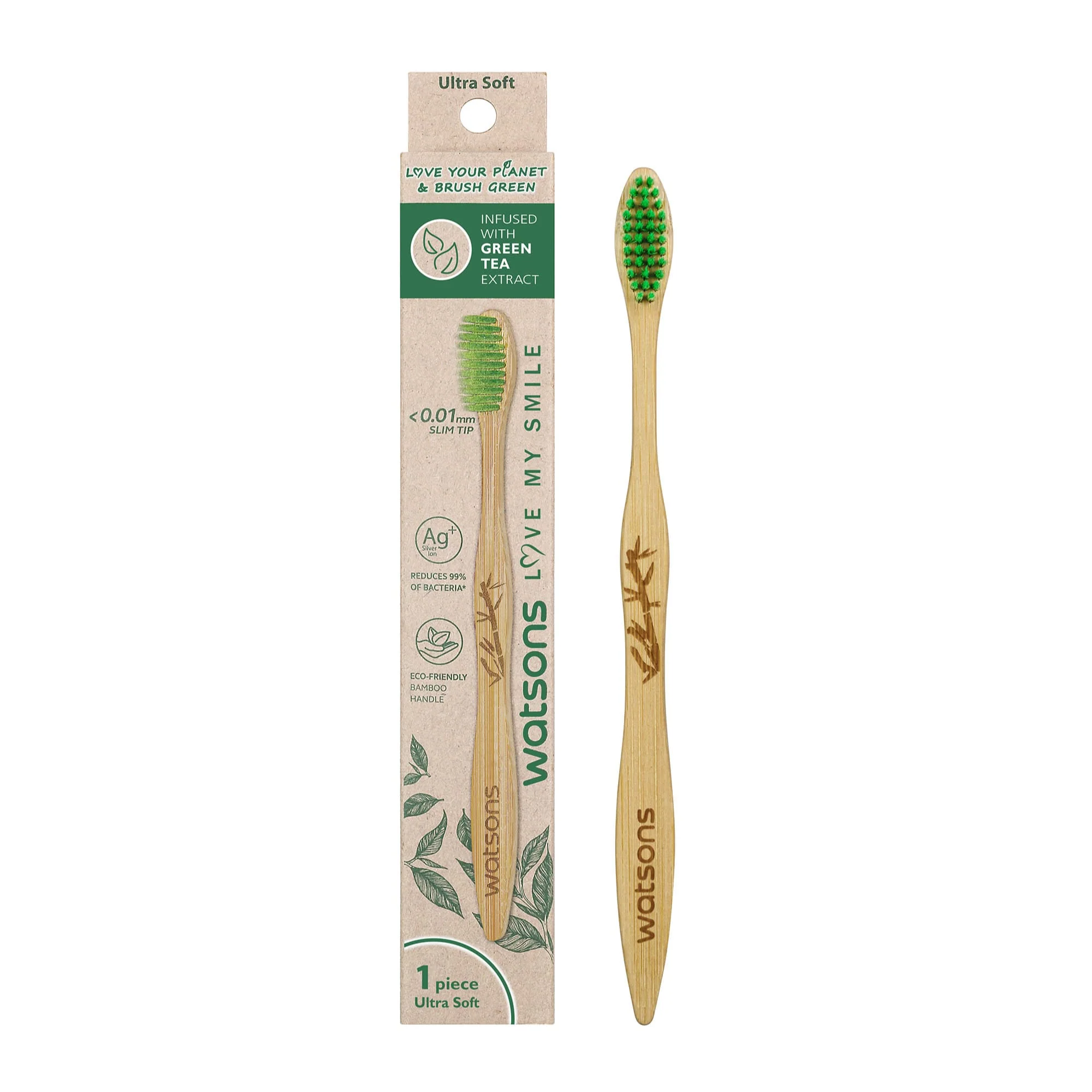 Watsons Green Tea Bamboo Toothbrush Ultra-Soft 1pc
