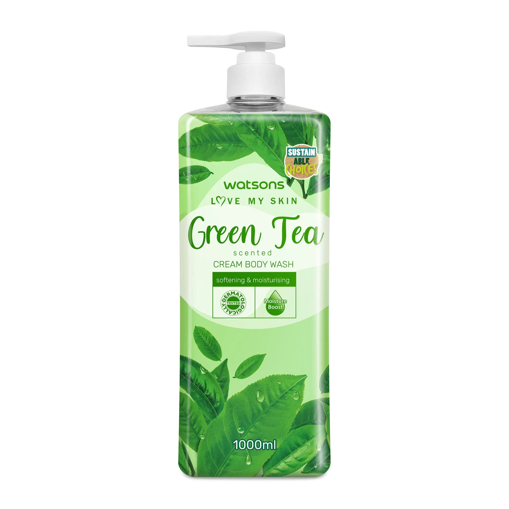 Watsons Green Tea Scented Cream Body Wash 1000ml