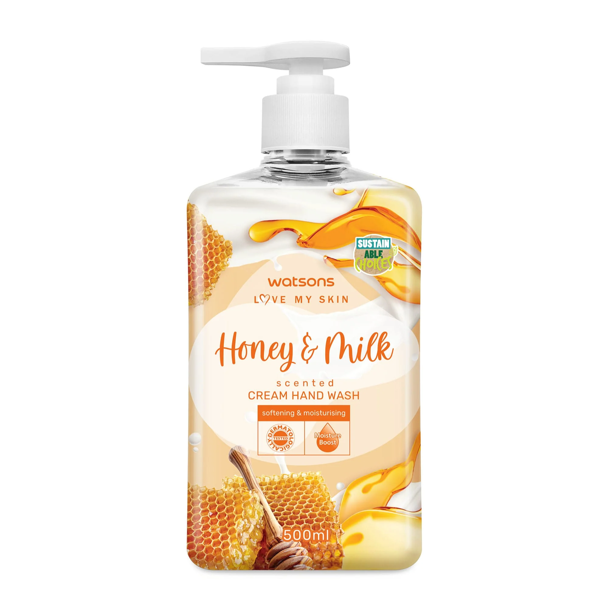 Watsons Honey & Milk Scented Cream Hand Wash 500ml