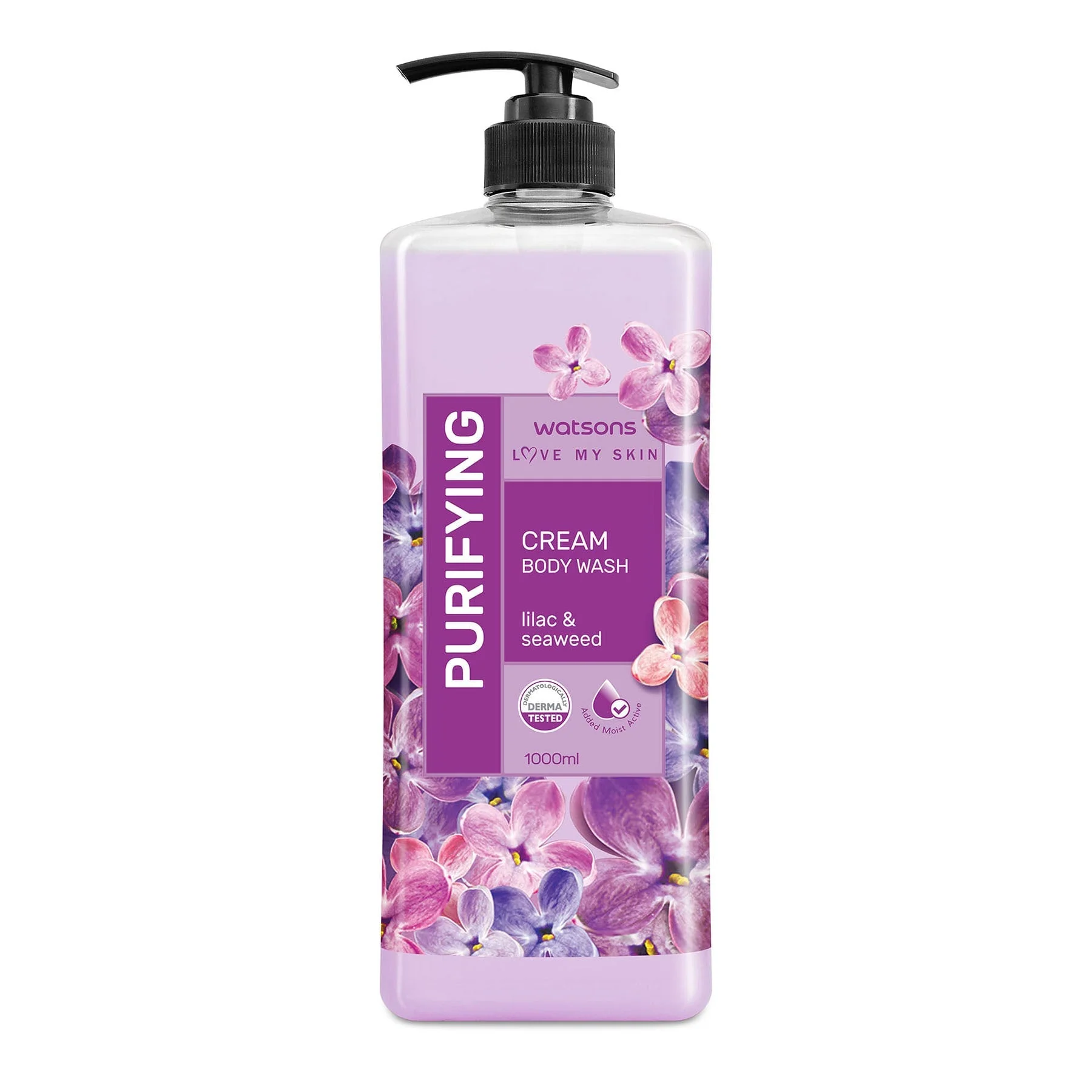 Watsons Love My Skin Purifying Cream Body Wash Lilac & Seaweed 1l