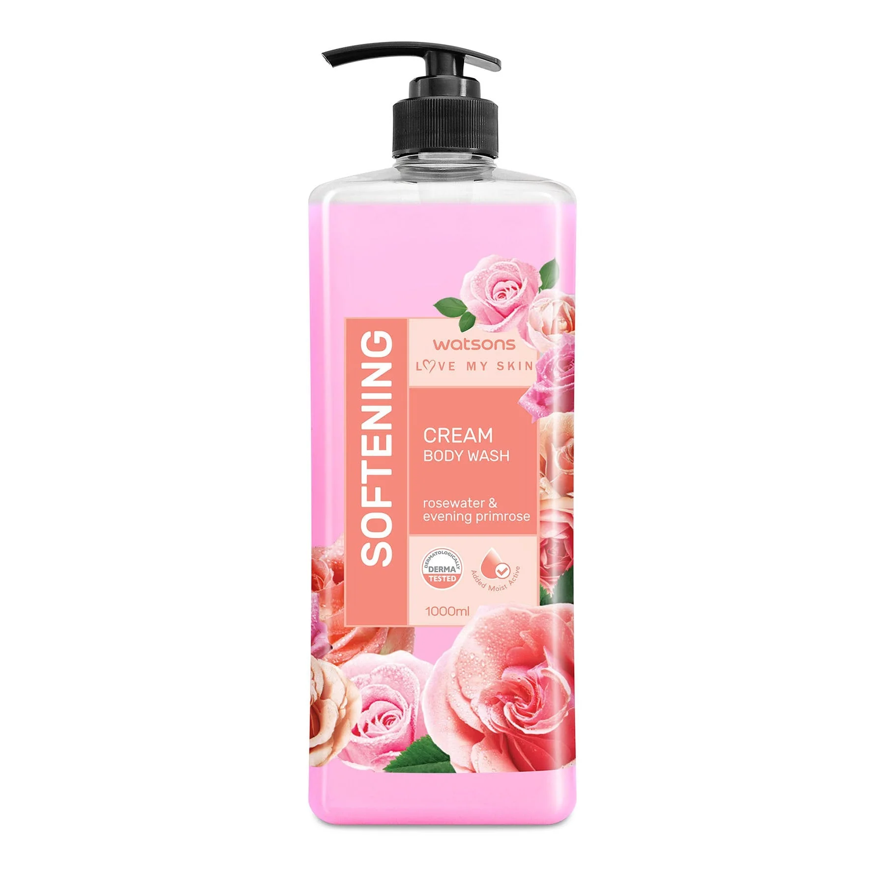 Watsons Love My Skin Softening Cream Body Wash Rosewater & Evening Primrose 1l