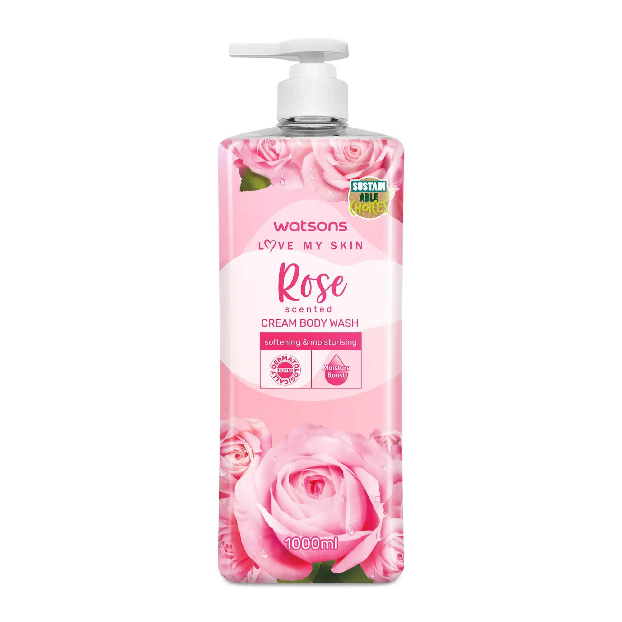 Watsons Rose Scented Cream Body Wash 1000ml