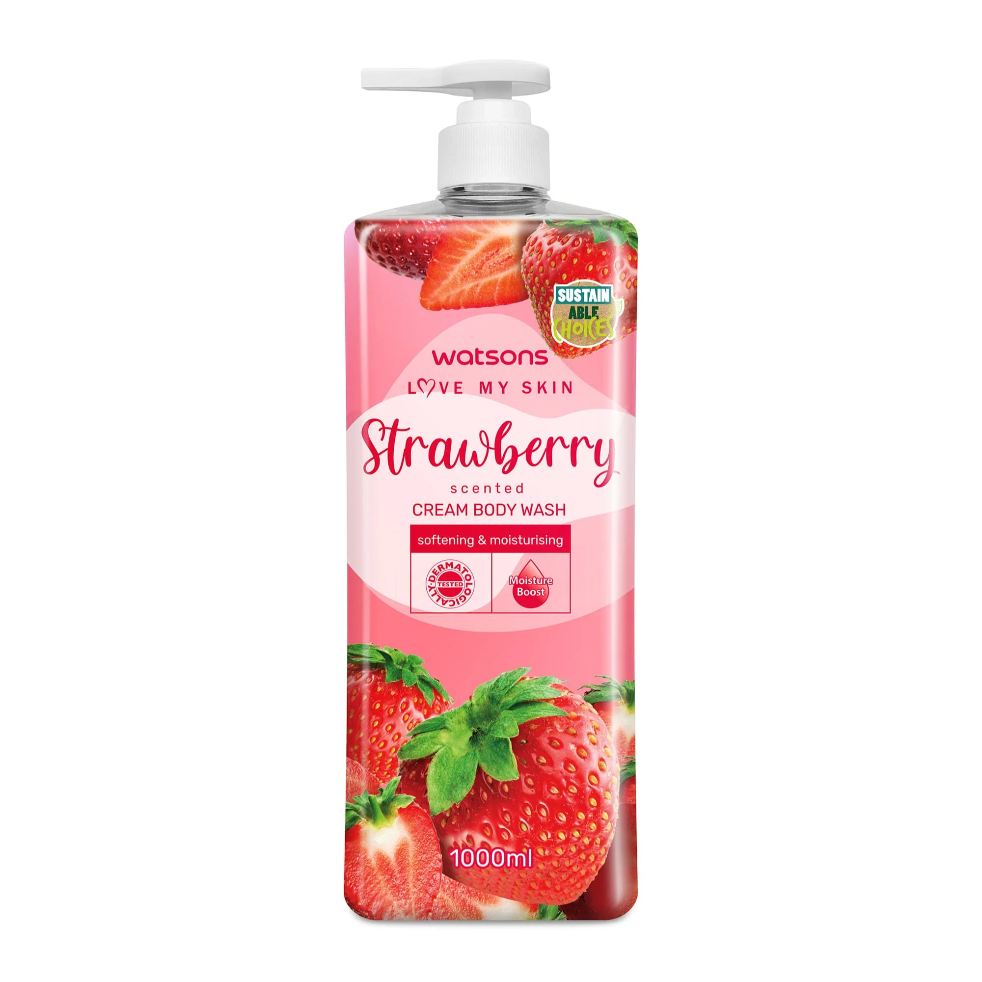 Watsons Strawberry Scented Cream Body Wash 1000ml